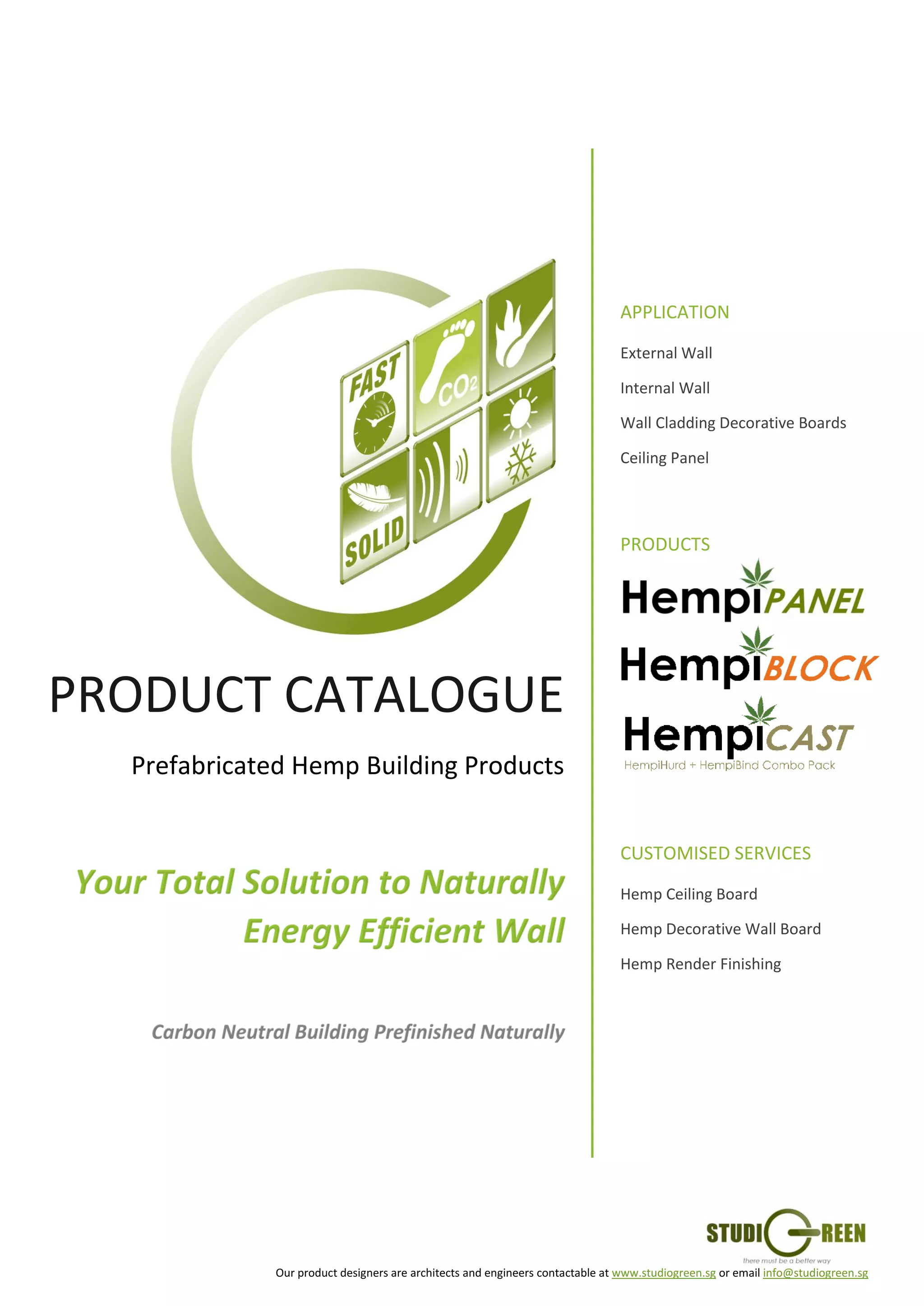 Hempcrete product catalogue 2017 studio green singapore PDF
