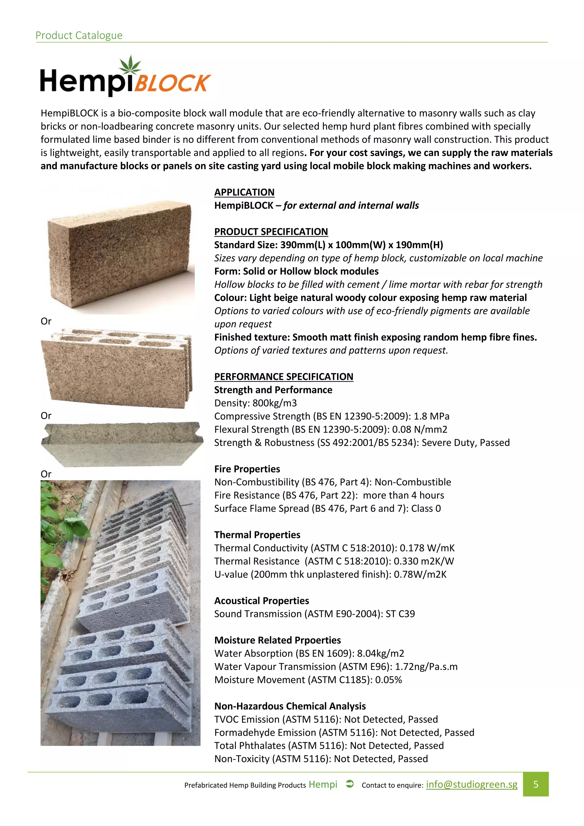 Hempcrete product catalogue 2017 studio green singapore PDF