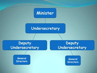 Minister


              Undersecretary


   Deputy                     Deputy
Undersecretary             Undersecretary

   General                      General
  Directors                    Directors
 
