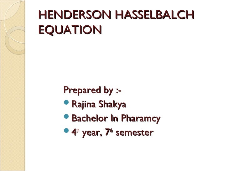 henderson hasselbalch equation