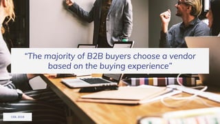 “The majority of B2B buyers choose a vendor
based on the buying experience”
CEB, 2018
 