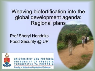 Weaving biofortification into the
global development agenda:
Regional plans
Prof Sheryl Hendriks
Food Security @ UP
 