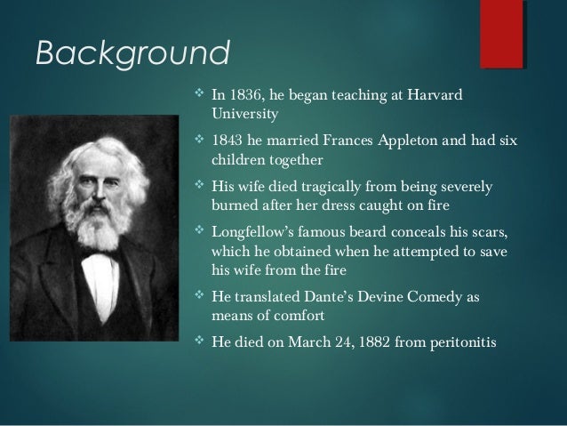 a biography of henry wadsworth longfellow Biography henry wadsworth longfellow (february 27, 1807 – march 24, 1882) was an american poet and educator whose works include paul revere's ride, the song of hiawatha, and evangeline. a biography of henry wadsworth longfellow Biography henry wadsworth longfellow (february 27, 1807 – march 24, 1882) was an american poet and educator whose works include paul revere's ride, the song of hiawatha, and evangeline.