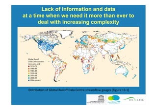 Lack of information and data
at a time when we need it more than ever to
       deal with increasing complexity




  Distribution of Global Runoff Data Centre streamflow gauges (Figure 13.1)
 