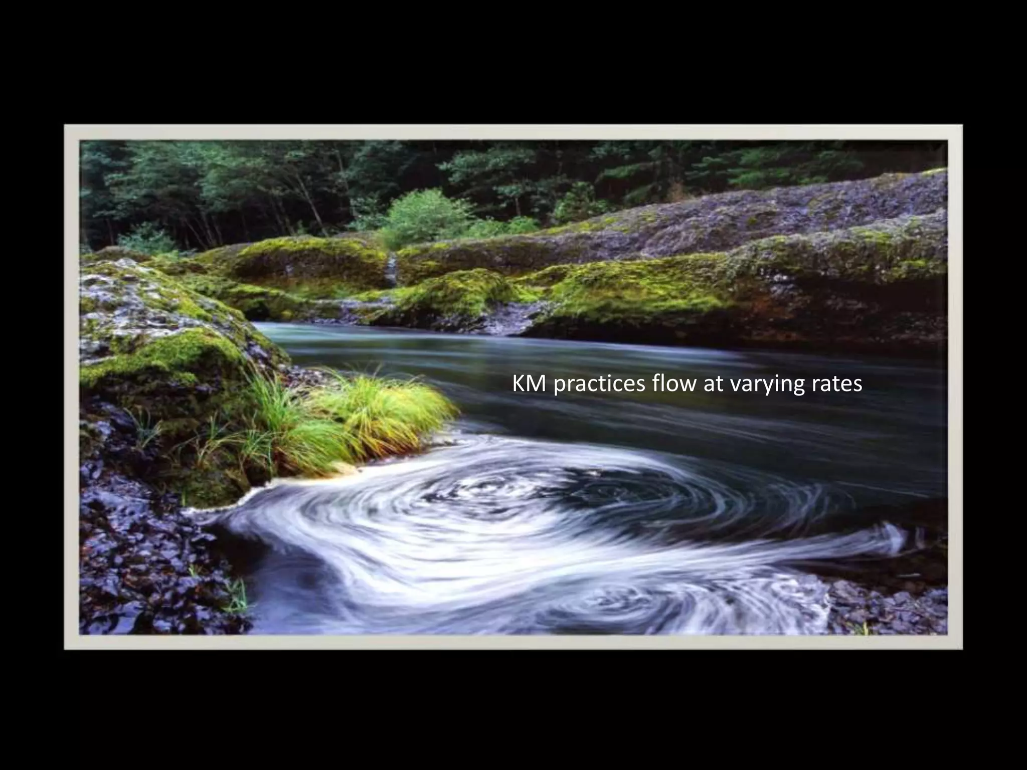KM practices flow at varying rates
 