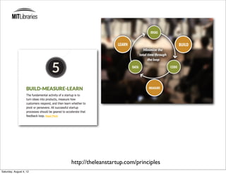 http://theleanstartup.com/principles
Saturday, August 4, 12
 