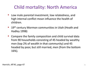 A “What If” Economic Model of Imposing MonogamyTertilt developed an economic decision-making model using standard modeling tools from economics to examine what gives rise to polygyny, how it affects an economy, and what impact, if any, imposed monogamy has (2005).Her model assumes both men and women care about both having children and “consuming,” but that men can continue to reproduce their entire lives while women are limited to only a portion of their lives She also assumes that men tend to prefer younger women.She shows that her model produces polygynous mating patterns under a wide range of conditions, and that it can produce results that match real-world patterns related to age-gaps, fertility, and saving rates for polygynous countries.66Henrich, Aff #1, page 32