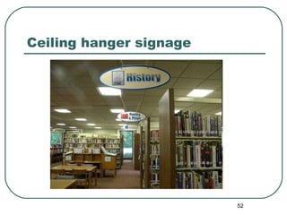 Ceiling hanger signage 