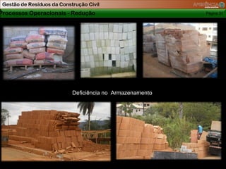 Gestão de Resíduos da Construção Civil
Processos Operacionais - Redução                           Página 31




                            Deficiência no Armazenamento
 