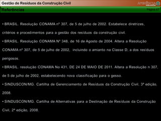 Gestão de Resíduos da Construção Civil
Referências                              Página 47
 