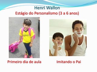 Henri Wallon
    Estágio do Personalismo (3 a 6 anos)




Primeiro dia de aula       Imitando o Pai
 