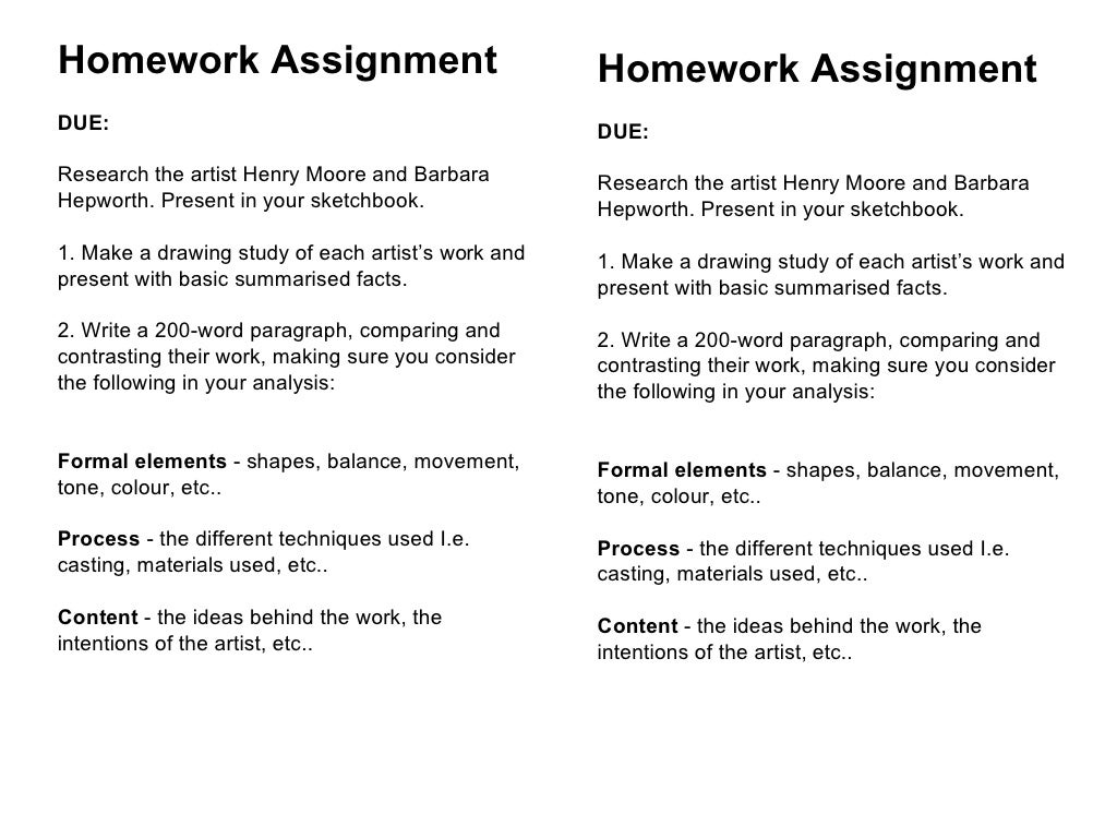 Home work assignment