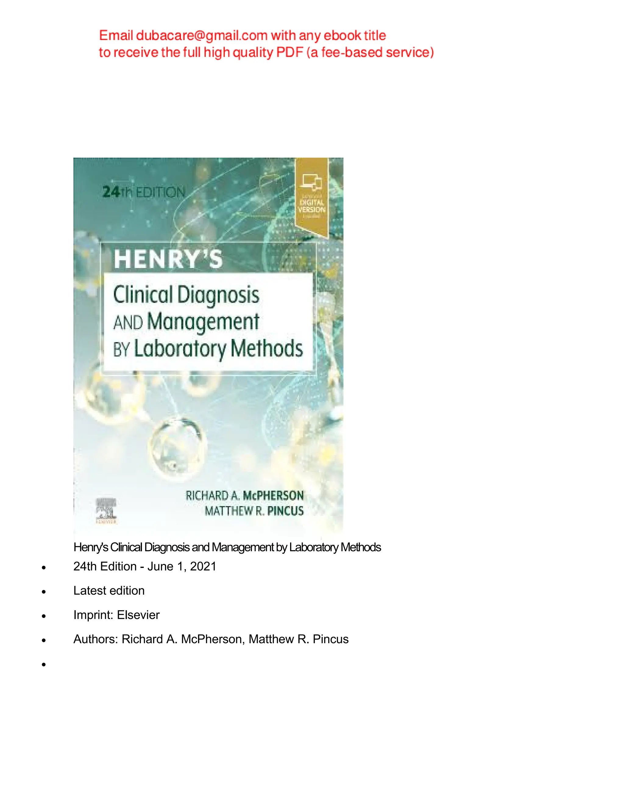 Henry's Clinical Diagnosis and Management by Laboratory Methods