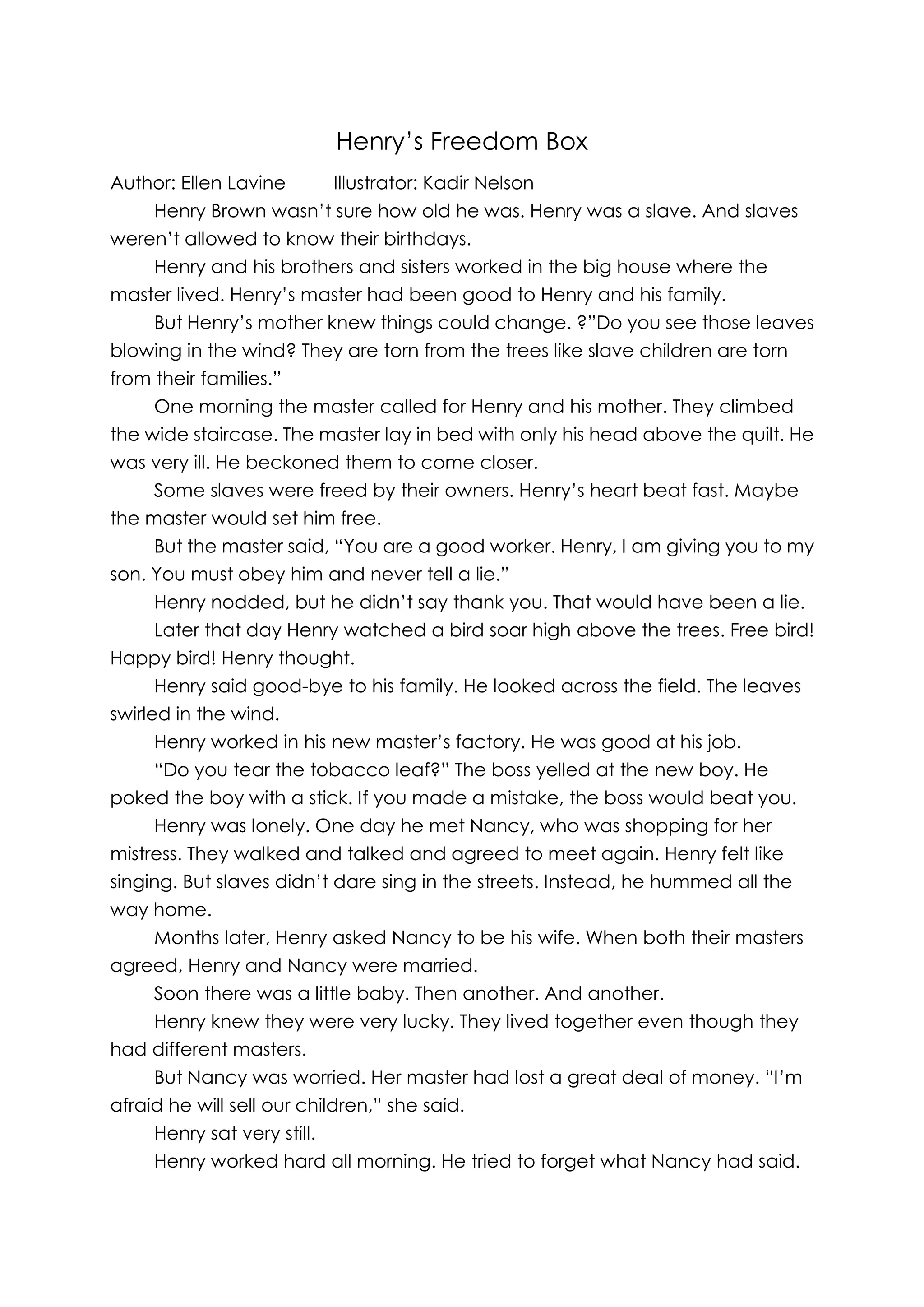 Henry's freedom box text full | DOCX