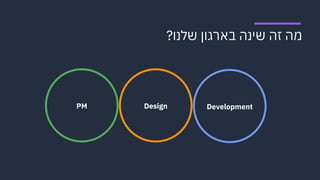 ‫מ‬‫ה‬‫ז‬‫ה‬‫ש‬‫י‬‫נ‬‫ה‬‫ב‬‫א‬‫ר‬‫ג‬‫ו‬‫ן‬‫ש‬‫ל‬‫נ‬‫ו‬?
DevelopmentPM Design
 