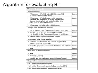 Hit Protocol Heparin Induced Thrombocytopenia powerpoint | PPTX