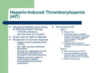 Hit Drop Heparin Induced Thrombocytopenia Handout | PPT