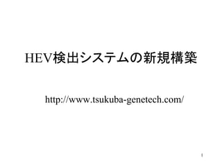 HEV検出システムの新規構築
http://www.tsukuba-genetech.com/
1
 