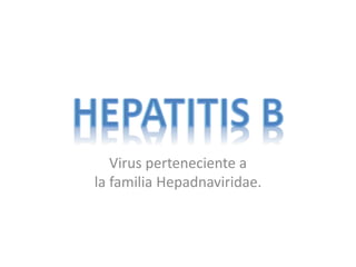 Virus perteneciente a
la familia Hepadnaviridae.
 