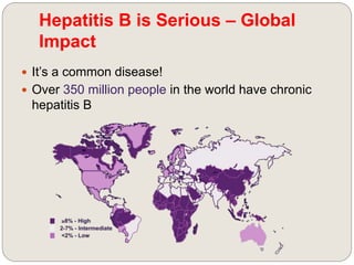Hepatitis B is Serious – Global
Impact
 It’s a common disease!
 Over 350 million people in the world have chronic
hepatitis B
 