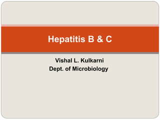 Vishal L. Kulkarni
Dept. of Microbiology
Hepatitis B & C
 