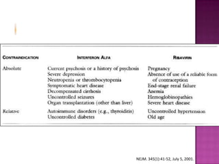 INDIVIDUALIZAR TRATAMIENTOALT normalTratamientopreviofallido (sin respuesta o recaida).Usuariosdrogas o alcohol.Leve o sin fibrosis en biopsia hepaticaHepatitis aguda.Coinfeccionwith VIHMenores a 18 añosIRCCirrosisdescompenzada.http://www.aasld.org/practiceguidelines/Pages/default.aspx