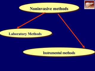 Noninvasive methodsNoninvasive methodsNoninvasive methodsNoninvasive methods
Instrumental methodsInstrumental methodsInstrumental methodsInstrumental methods
Laboratory MethodsLaboratory Methods
 