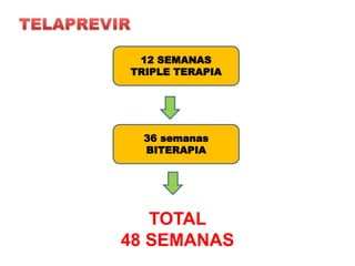 12 SEMANAS
TRIPLE TERAPIA




  36 semanas
  BITERAPIA




   TOTAL
48 SEMANAS
 