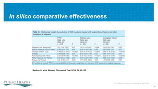 VETERANS HEALTH ADMINISTRATION
In silico comparative effectiveness
38
Backus LI, et al. Aliment Pharmacol Ther 2014; 39:93-103
 