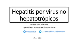Hepatitis por virus no
hepatotrópicos
Darwin Raúl Vela Silva
Médico Residente de Gastroenterología
Marzo - 2023
@drgastrosalud Dr. Gastro|Uptodate Gastroenterology
 