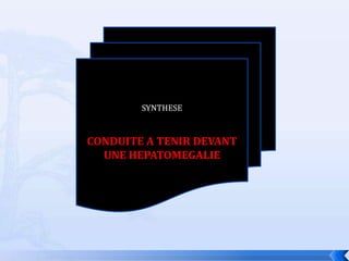 SYNTHESE


CONDUITE A TENIR DEVANT
  UNE HEPATOMEGALIE
 