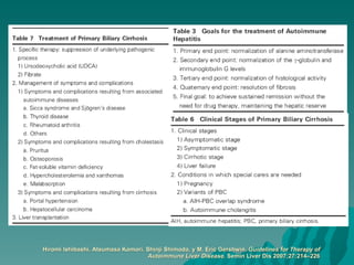 Hiromi Ishibashi, Atsumasa Komori, Shinji Shimoda,  y M. Eric Gershwin.  Guidelines for Therapy of Autoimmune  Liver Disease.  Semin Liver Dis 2007;27:214–226 