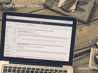 The System - Demo
hepdata.net
 
