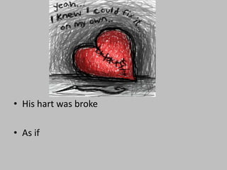 • His hart was broke

• As if
 