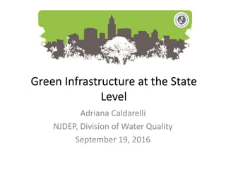 Green Infrastructure at the State
Level
Adriana Caldarelli
NJDEP, Division of Water Quality
September 19, 2016
 