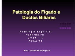 Patologia Especial Veterinária 2010 – 1 AULA 01 Profa. Josiane Bonel-Raposo 