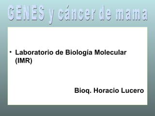 • Laboratorio de Biología Molecular
  (IMR)



                   Bioq. Horacio Lucero
 