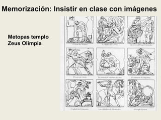 Memorización: Insistir en clase con imágenes


 Metopas templo
 Zeus Olimpia
 