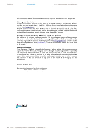 | Introduction | Directors’ report | Hera Group consolidated financial statements
Hera Group - Consolidated Financial Statement at 31 December 2021 112|
 