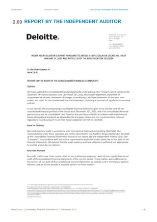 | Introduction | Directors’ report | Hera Group consolidated financial statements
Hera Group - Consolidated Financial Statement at 31 December 2021 219|
REPORT BY THE INDEPENDENT AUDITOR
2.09
 