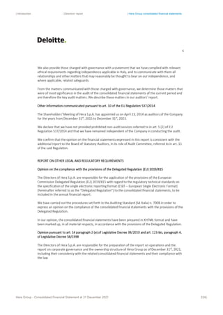| Introduction | Directors’ report | Hera Group consolidated financial statements
Hera Group - Consolidated Financial Statement at 31 December 2021 224|
 