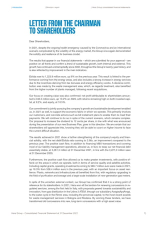 | Introduction | Directors’ report | Hera Group consolidated financial statements
Hera Group - Consolidated Financial Statement at 31 December 2021 7|
 