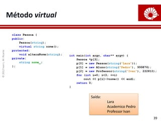 Método virtual
© 2012 Ivan L. M. Ricarte




                                             Saída:
                                                      Lara
                                                      Academico Pedro
                                                      Professor Ivan
                                                                        39
 