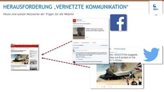 13
HERAUSFORDERUNG ‚VERNETZTE KOMMUNIKATION‘
Heute sind soziale Netzwerke der Trigger für die Website
 