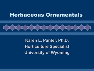 Herbaceous Ornamentals Karen L. Panter, Ph.D. Horticulture Specialist University of Wyoming 