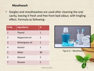 Herbal cosmetics for skin,Hair and oral care | PPTX