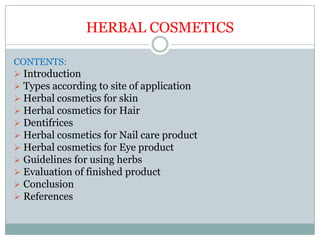 Presentation on Pharmaceutical technology hair products  cosmetics