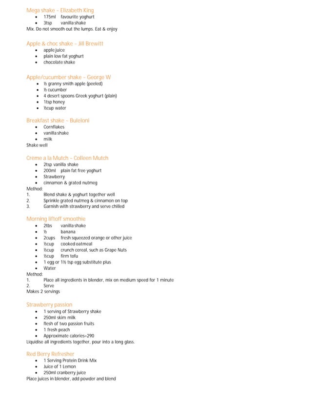 Herbalife shake recipe book PDF