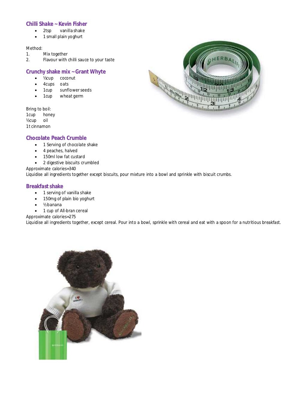 Herbalife shake recipe book