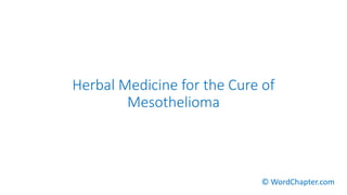 Herbal Medicine for the Cure of
Mesothelioma
© WordChapter.com
 